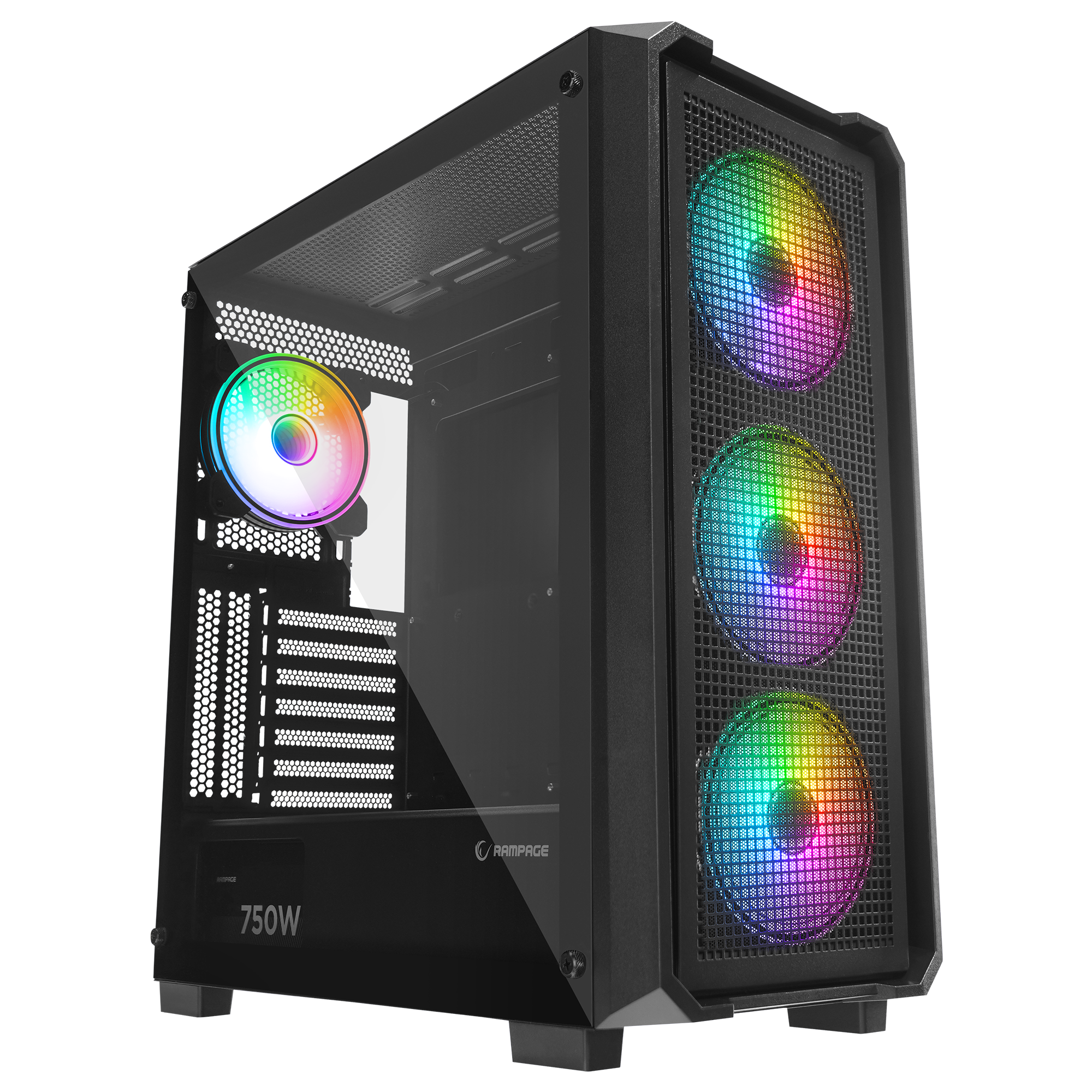 X-CHAIN - Temper Camlı 750W 80 Plus Bronze 4 Adet RGB Fanlı Gaming Oyuncu Kasası