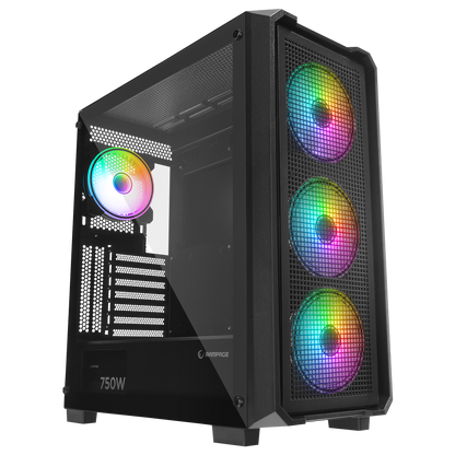 X-CHAIN - Temper Camlı 750W 80 Plus Bronze 4 Adet RGB Fanlı Gaming Oyuncu Kasası