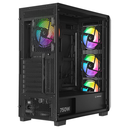 X-CHAIN - Temper Camlı 750W 80 Plus Bronze 4 Adet RGB Fanlı Gaming Oyuncu Kasası