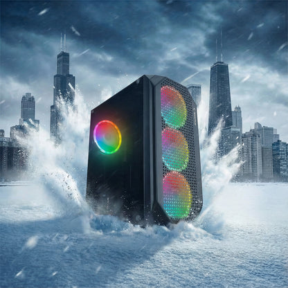 Zuko 600W 80+ Bronze Metal Panel Tempered Glass ATX Mid-T Gaming Case-Black