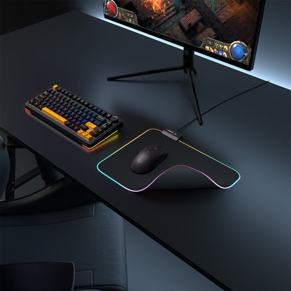 MP-23 25x33 cm RGB Ledli Oyuncu Mouse Pad-Siyah