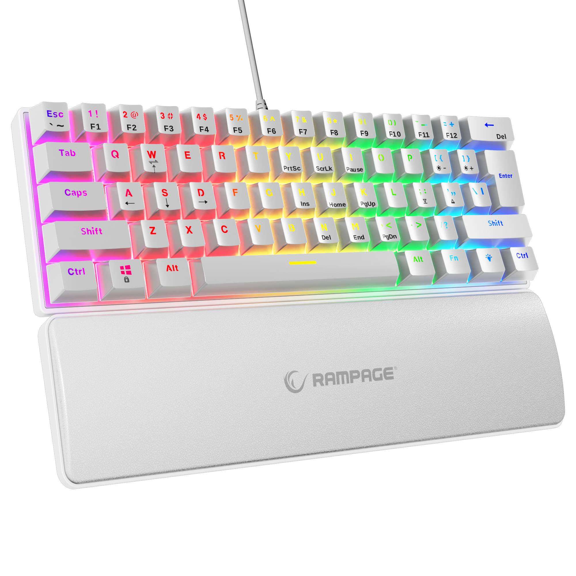Plower K60 US Layout Bilek Destekli Blue Switch Oyuncu Klavye-Beyaz