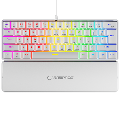 Plower K60 US Layout Wrist Rest Blue Switch Gaming Keyboard-White