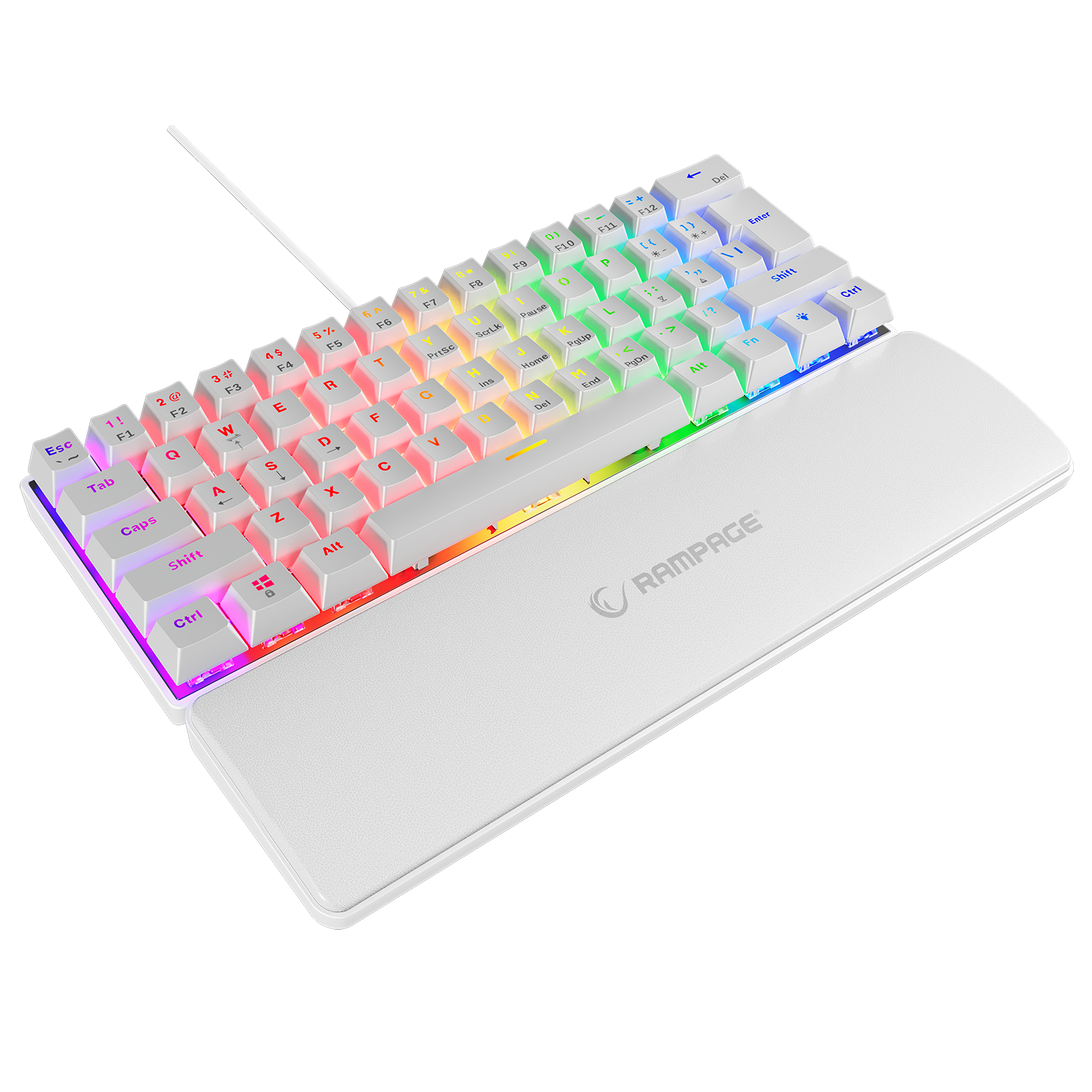 Plower K60 US Layout Bilek Destekli Blue Switch Oyuncu Klavye-Beyaz