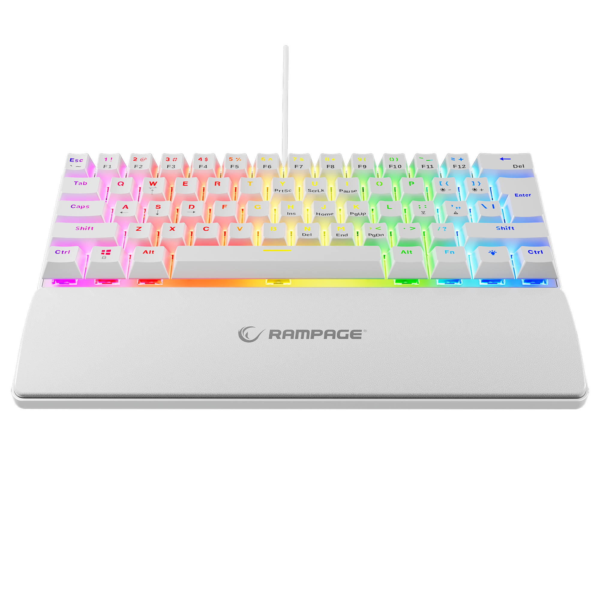 Plower K60 US Layout Bilek Destekli Blue Switch Oyuncu Klavye-Beyaz