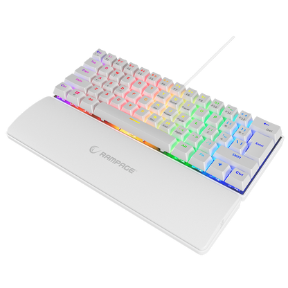 Plower K60 US Layout Wrist Rest Blue Switch Gaming Keyboard-White