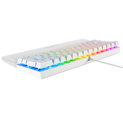 Plower K60 US Layout Wrist Rest Blue Switch Gaming Keyboard-White