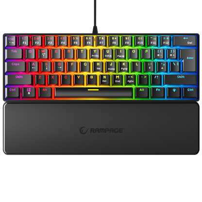 Plower K60 US Layout Bilek Destekli Blue Switch Oyuncu Klavye-Siyah