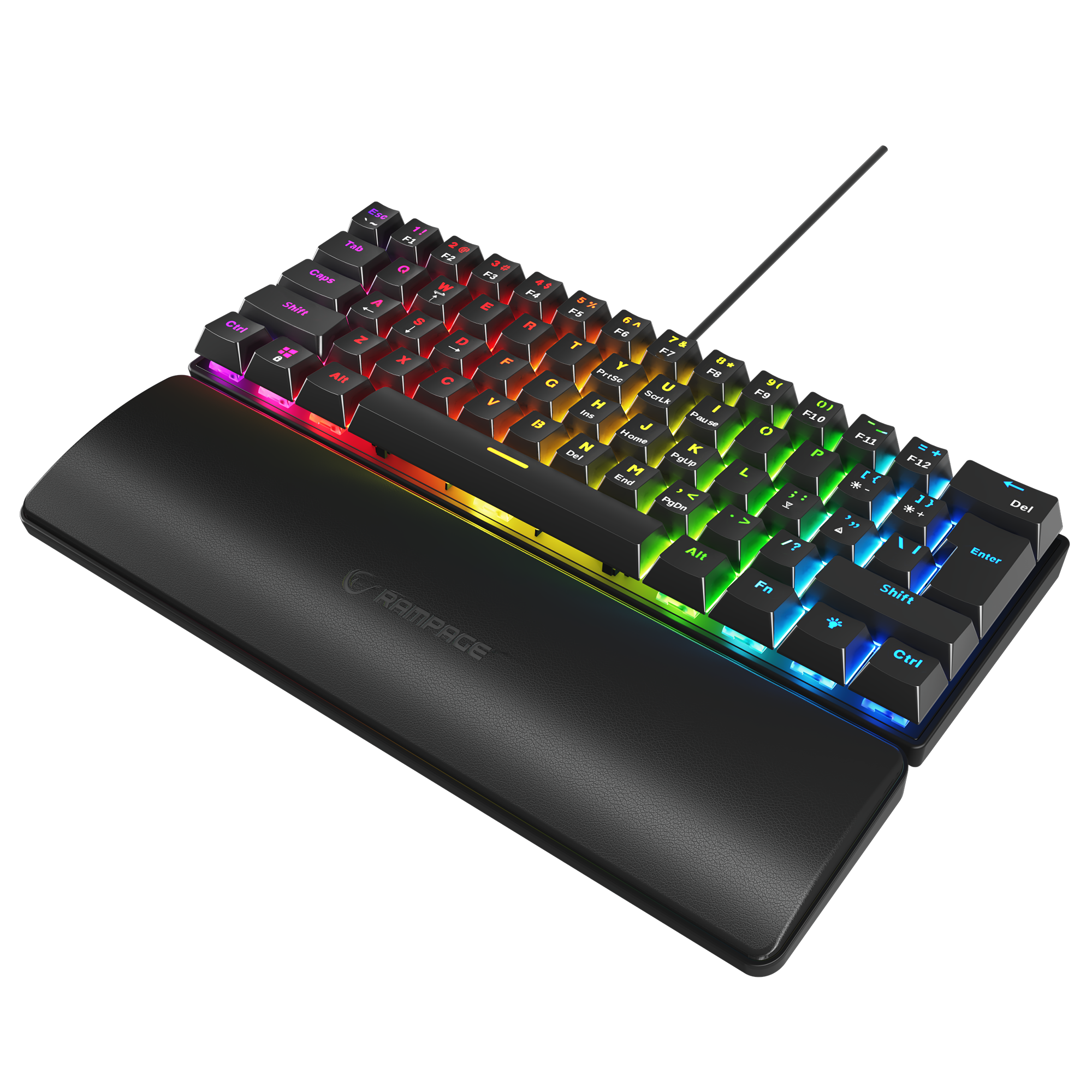 Plower K60 US Layout Bilek Destekli Blue Switch Oyuncu Klavye-Siyah