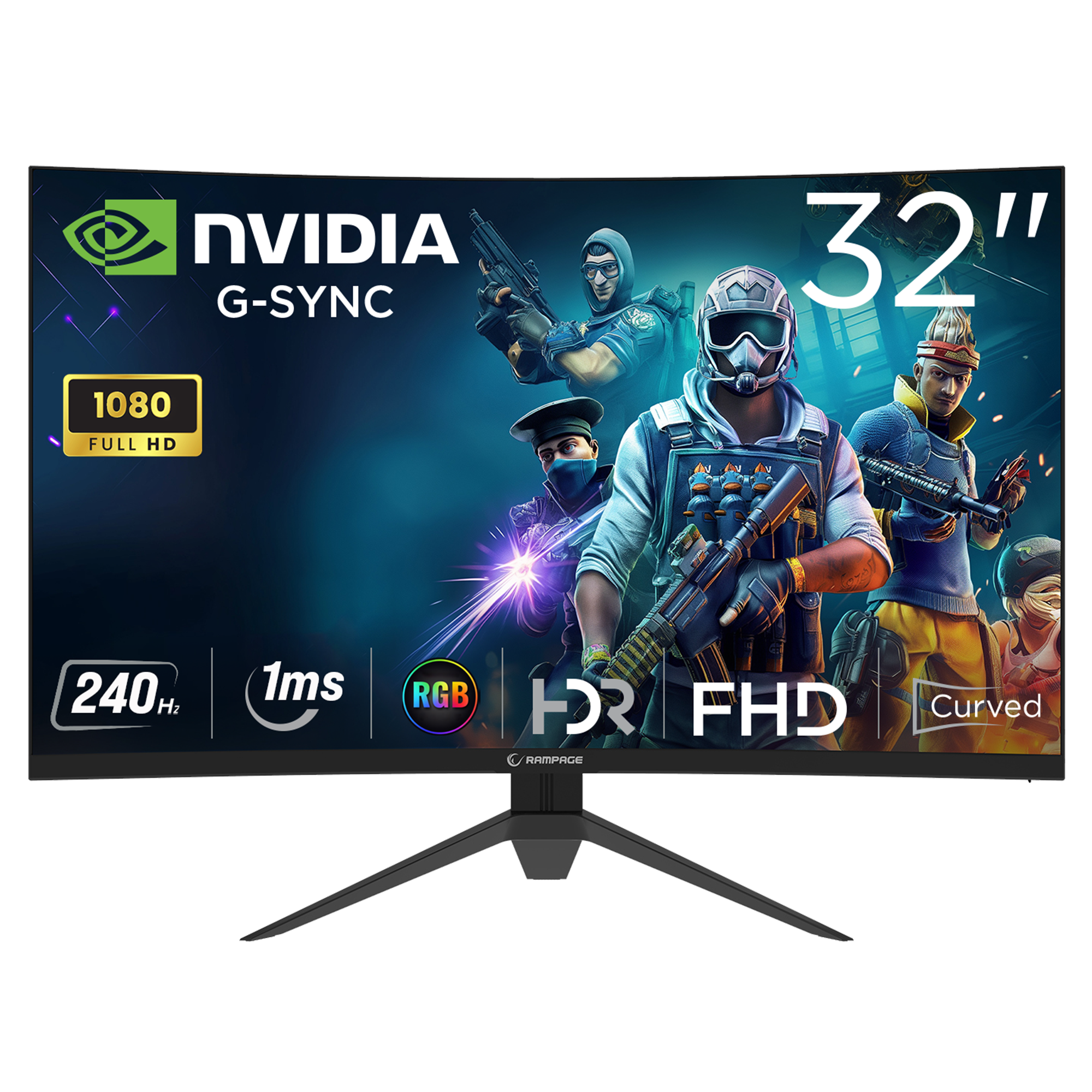 32" 240Hz 1ms CSOT VA FHD Freesync HDR RGB PC Curved Oyuncu Monitörü