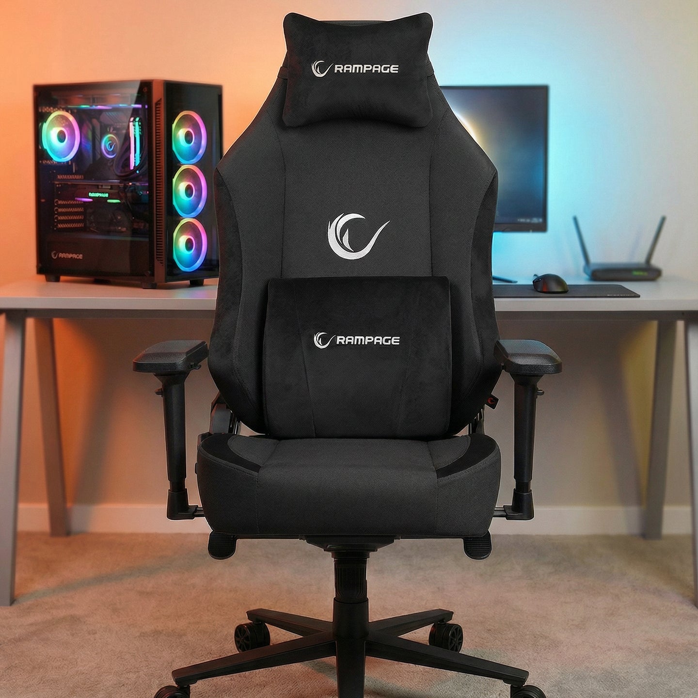 KL-R72 Woof High-End Non-Sweating Fabric Gaming Chair-Black – Rampage