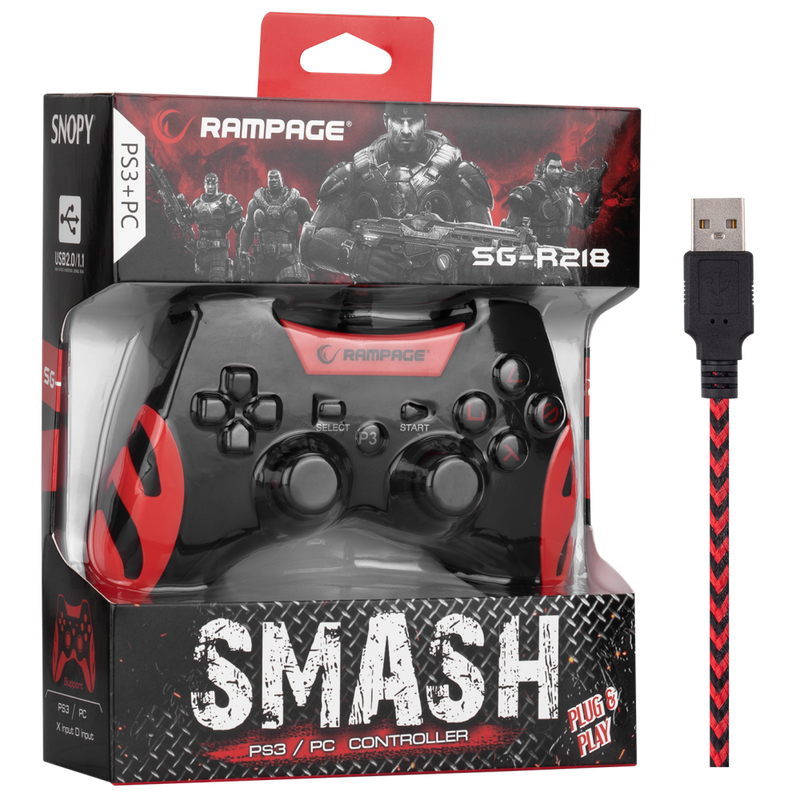 Tigris R218 SG-R218 PS3/PC X Input Usb 1.8m Joypad-Kırmızı – Rampage