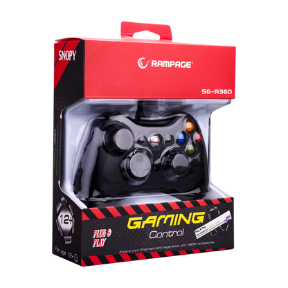 SG-R360 Siyah Xbox-360 ve USB PC Destekli Kablolu Gamepad Oyun Kolu - Rampage