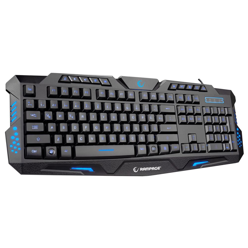 KM-R77 Siyah Usb 3 Farklı Ledli Gaming Q Multimedia Klavye + Mouse Set - Rampage