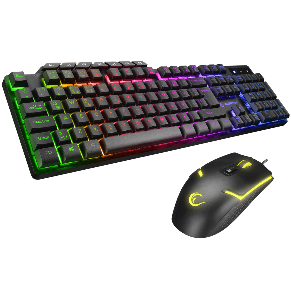 KM-9858 JAZZY Siyah Rainbow Backlight Makro Tuşlu Gaming Klavye + 3600 dpi Mouse Set