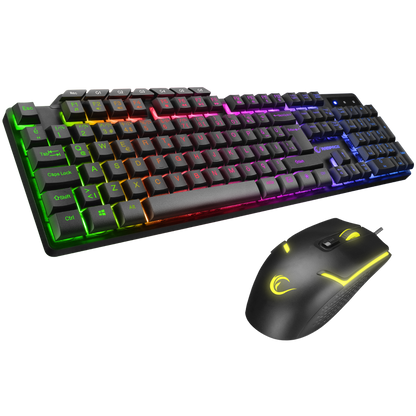 KM-9858 JAZZY Siyah Rainbow Backlight Makro Tuşlu Gaming Klavye + 3600 dpi Mouse Set - Rampage
