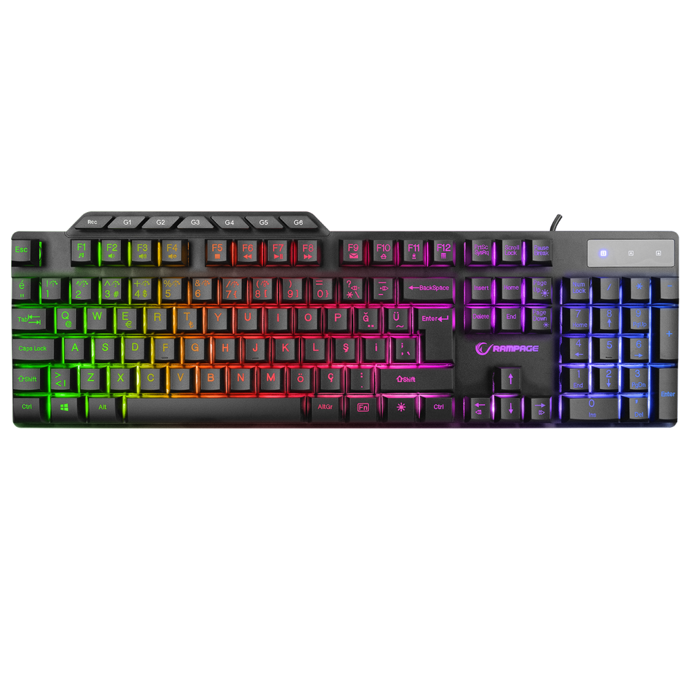 KM-9858 JAZZY Siyah Rainbow Backlight Makro Tuşlu Gaming Klavye + 3600 dpi Mouse Set