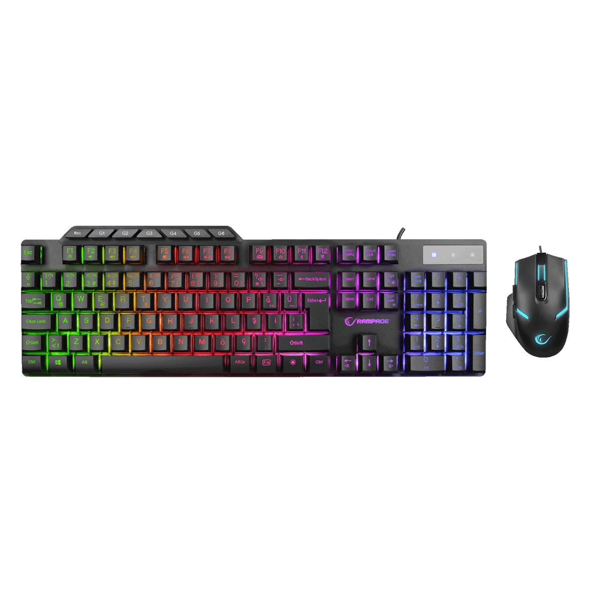 Km-9858 Jazzy Rainbow  Makro Tuşlu Oyuncu Klavye + 3600 Dpi Mouse Set-Siyah