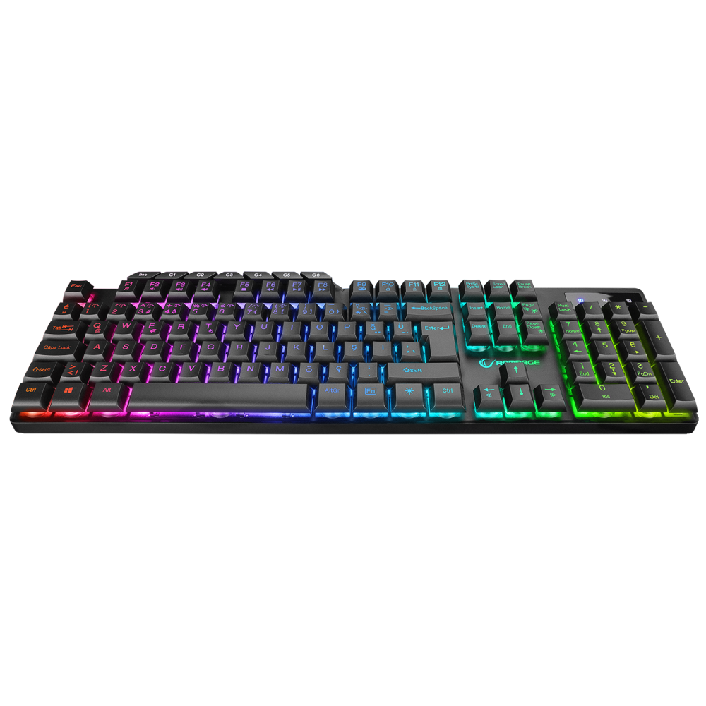 KM-9858 JAZZY Siyah Rainbow Backlight Makro Tuşlu Gaming Klavye + 3600 dpi Mouse Set