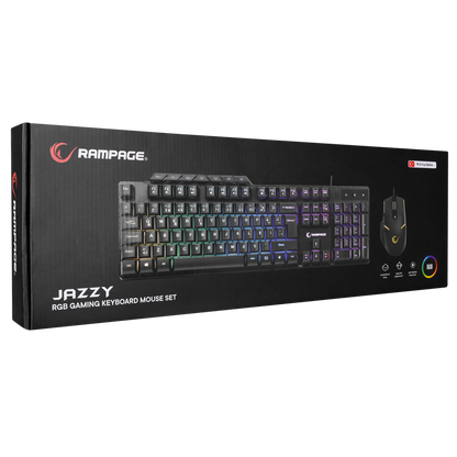 KM-9858 JAZZY Siyah Rainbow Backlight Makro Tuşlu Gaming Klavye + 3600 dpi Mouse Set - Rampage