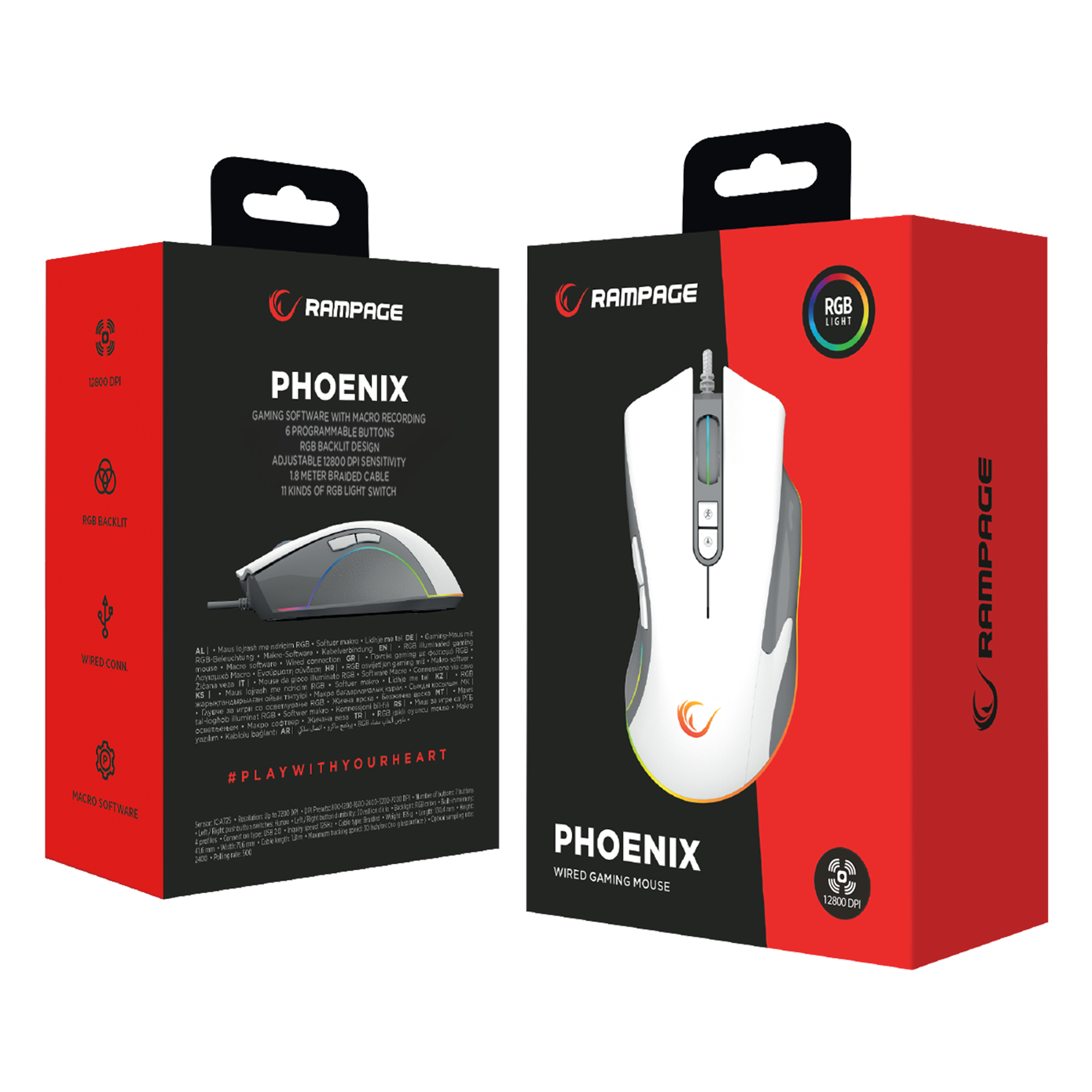 Smx-R22 Phoenix 7 Tuşlu RGB 7200 Dpi Oyuncu Mouse-Beyaz