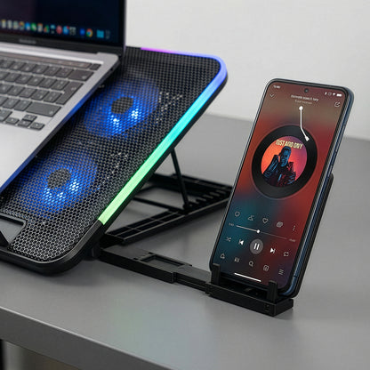 Sixpower R9 6 Fan RGB Telefon Tutuculu 15.6 inç Notebook Soğutucu Stand