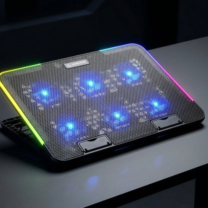 Sixpower R9 6 Fan RGB Telefon Tutuculu 15.6 inç Notebook Soğutucu Stand