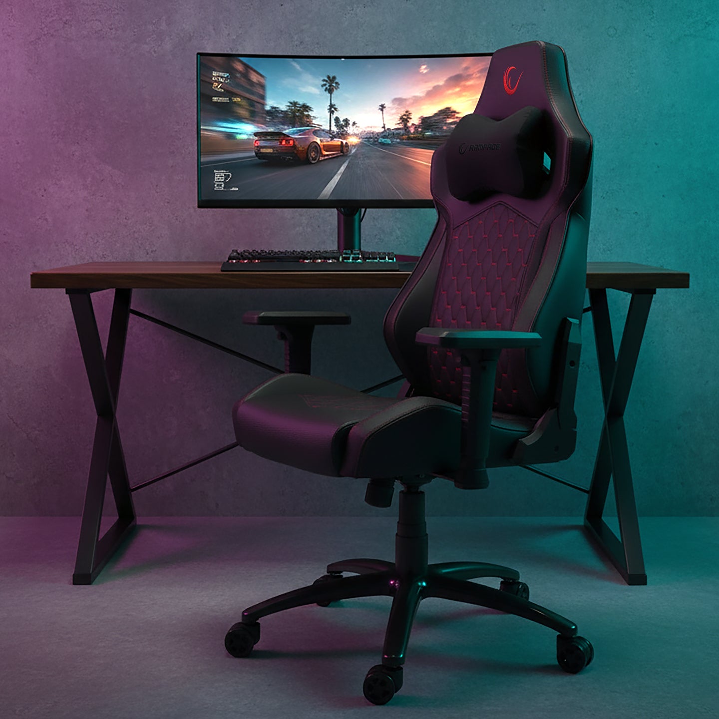 Üst Seviye Terletmez Kumaş Oyuncu Koltuğu-Gri/Siyah