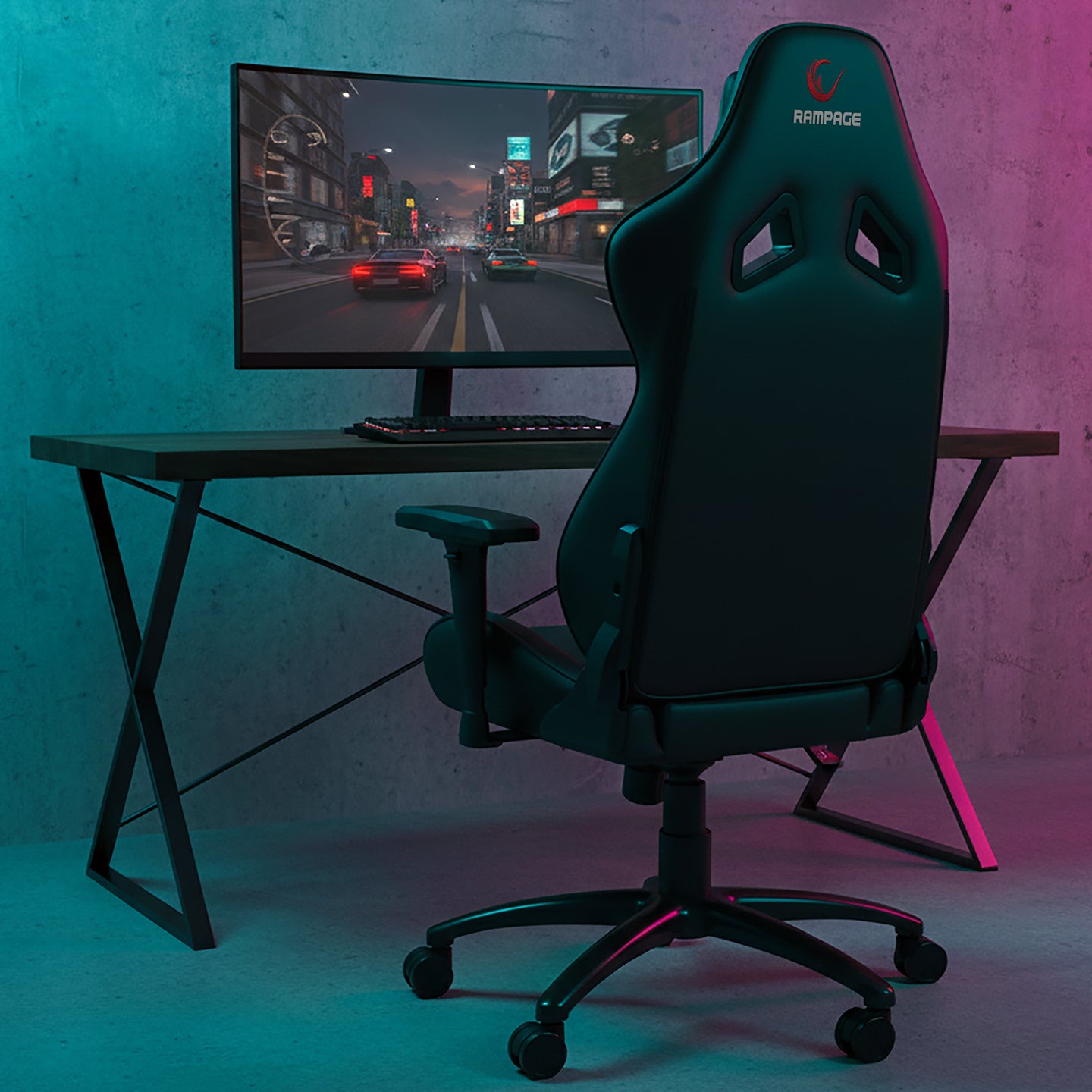 Üst Seviye Terletmez Kumaş Oyuncu Koltuğu-Gri/Siyah