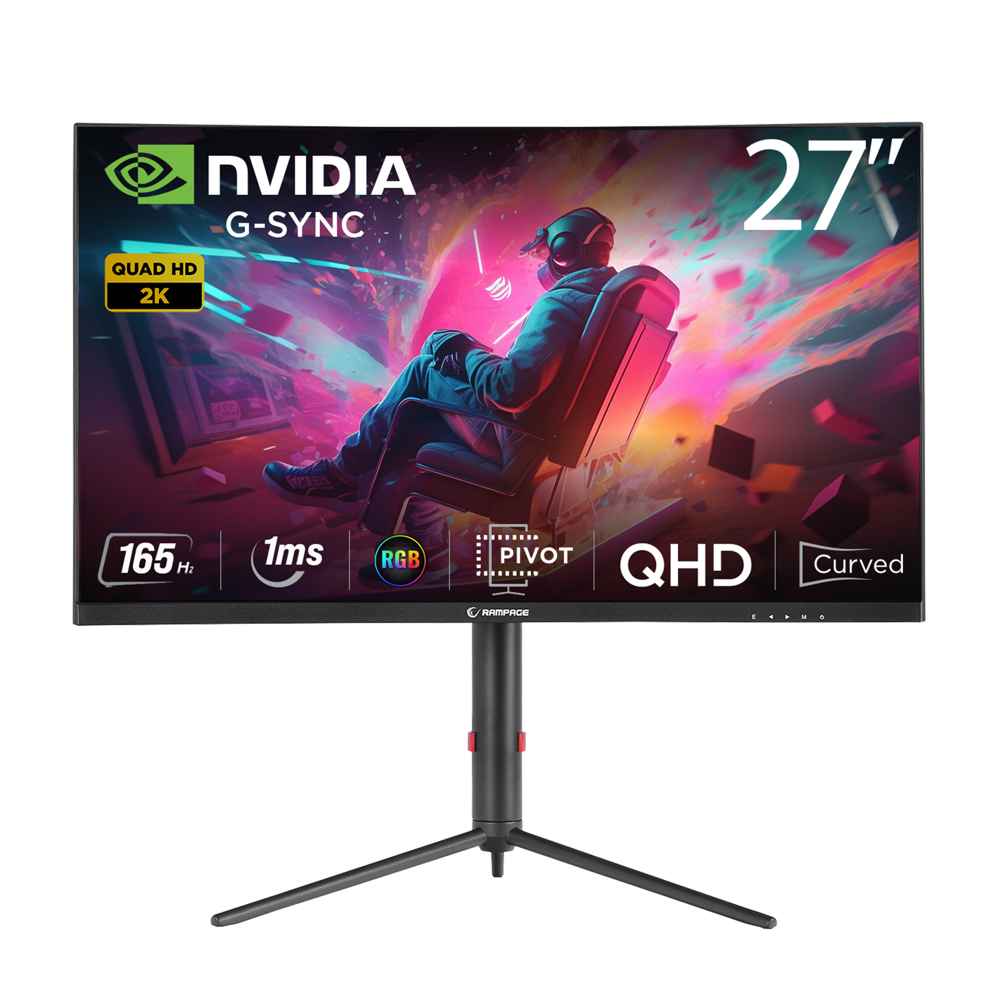 Prime PR27R165QC 27” 165Hz 1ms QHD Gaming Monitor