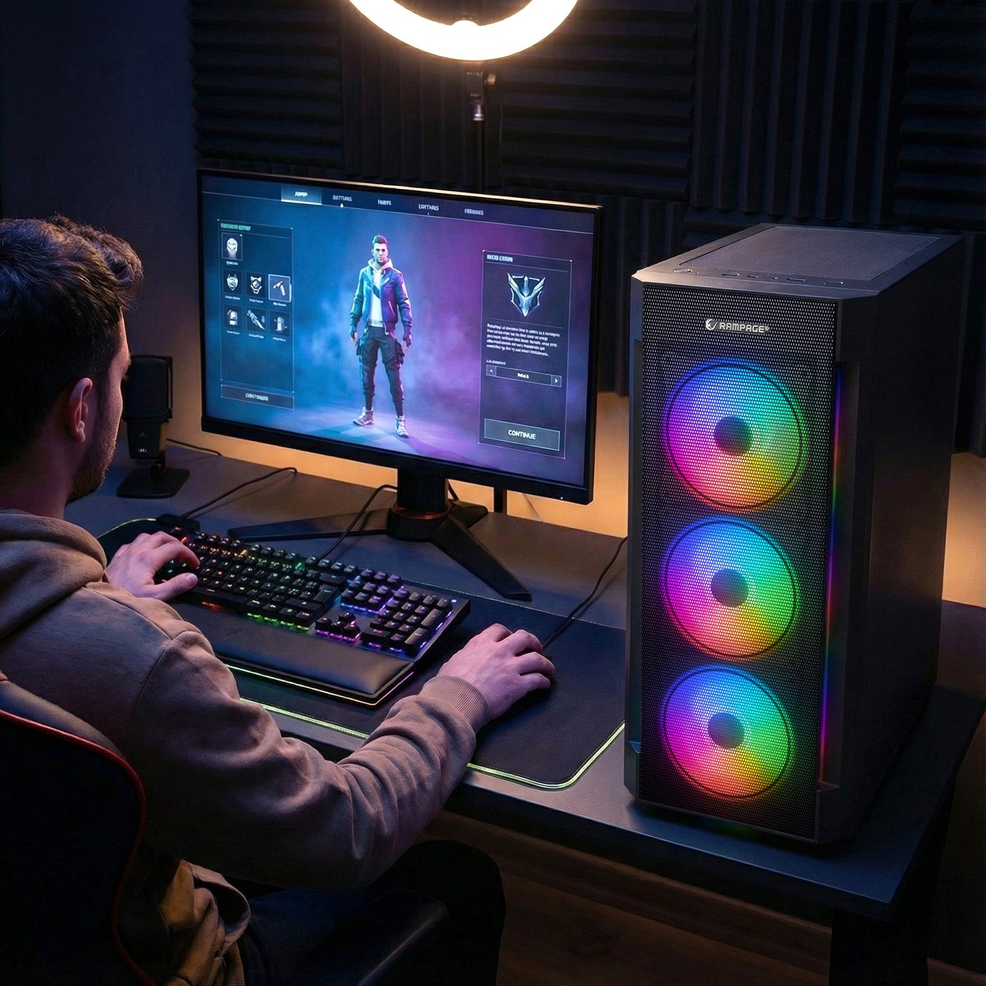 Vigilant Mesh 650W 80+ Bronze Temperli Camlı 4x12cm RGB Fan Atx Mid-T Oyuncu Kasası-Siyah