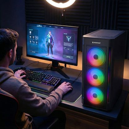 Vigilant Mesh 650W 80+ Bronze Temperli Camlı 4x12cm RGB Fan Atx Mid-T Oyuncu Kasası-Siyah