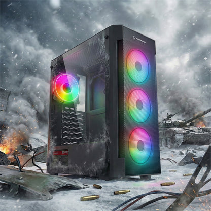 Vigilant Mesh 650W 80+ Bronze Temperli Camlı 4x12cm RGB Fan Atx Mid-T Oyuncu Kasası-Siyah