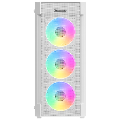 Vigilant Mesh 650W 80+ Bronze Tempered Glass 4x12cm RGB Fan ATX Mid-T Gaming Case-White