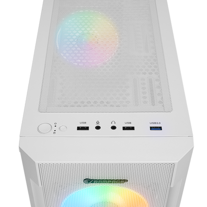 Vigilant Mesh 650W 80+ Bronze Tempered Glass 4x12cm RGB Fan ATX Mid-T Gaming Case-White