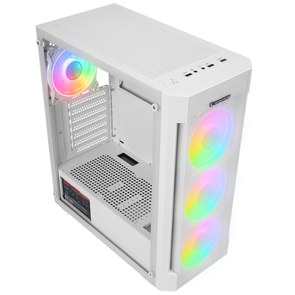 Vigilant Mesh 650W 80+ Bronze Tempered Glass 4x12cm RGB Fan ATX Mid-T Gaming Case-White