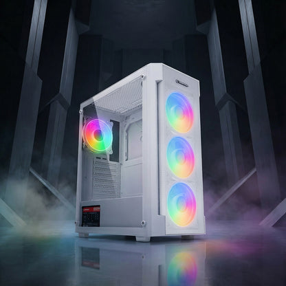 Vigilant Mesh 650W 80+ Bronze Temperli Camlı 4x12cm RGB Fan Atx Mid-T Oyuncu Kasası-Beyaz