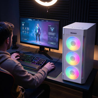 Vigilant Mesh 650W 80+ Bronze Temperli Camlı 4x12cm RGB Fan Atx Mid-T Oyuncu Kasası-Beyaz