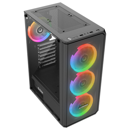 Helios Mesh 550W 80+ Bronze Tempered Glass 4x12cm Atx Mid-T Gaming Case-Black