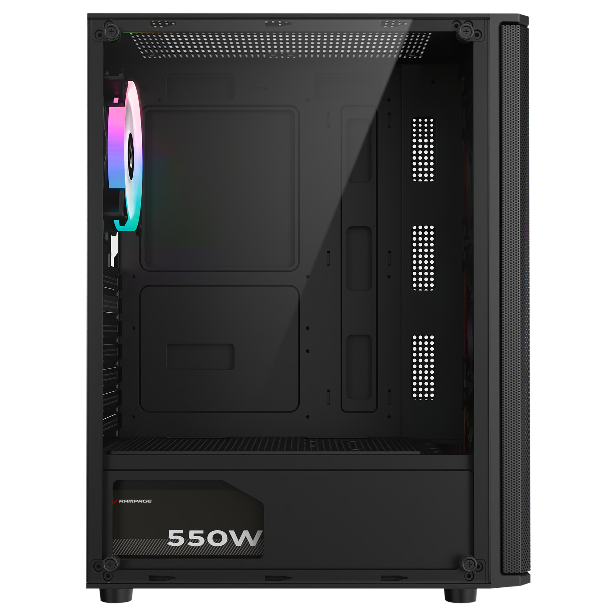 Helios Mesh 550W 80+ Bronze Tempered Glass 4x12cm Atx Mid-T Gaming Case-Black