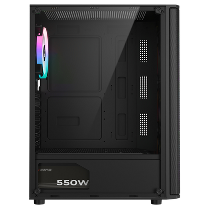 Helios Mesh 550W 80+ Bronze Tempered Glass 4x12cm Atx Mid-T Gaming Case-Black