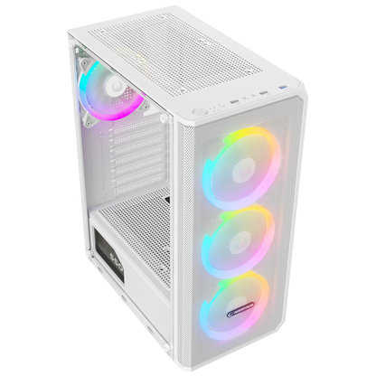 Helios Mesh 550W 80+ Bronze Temperli Cam 4x12cm Rainbow Atx Mid-T  Oyuncu Kasası-Beyaz