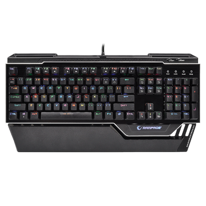 KB-RX92 COMMANDER Full RGB Ledli USB 2*Usb Hub Gaming US Layout Multimedia Aluminyum Mekanik Klavye - Rampage