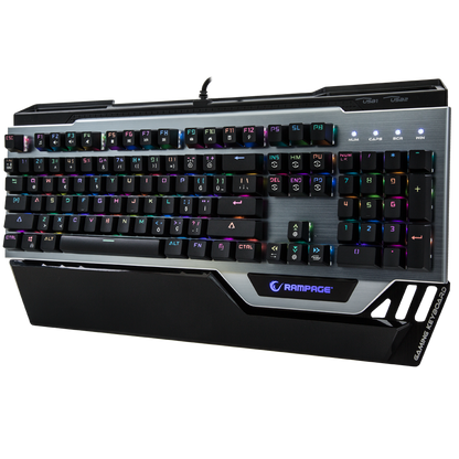 KB-RX92 COMMANDER Full RGB Ledli USB 2*Usb Hub Gaming US Layout Multimedia Aluminyum Mekanik Klavye - Rampage