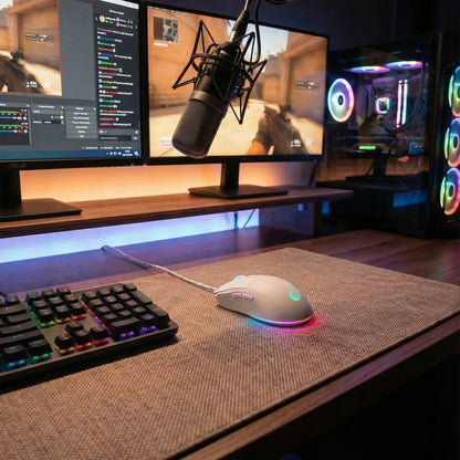 Radiant M1 Makrolu 7200 dpi RGB Oyuncu Mouse-Beyaz