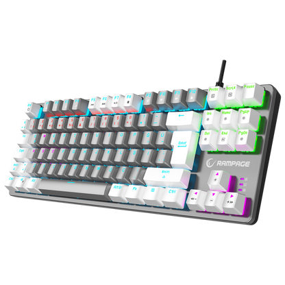 Snug K14 Blue Switch Rainbow TKL Mechanical Gaming Keyboard-White/Gray