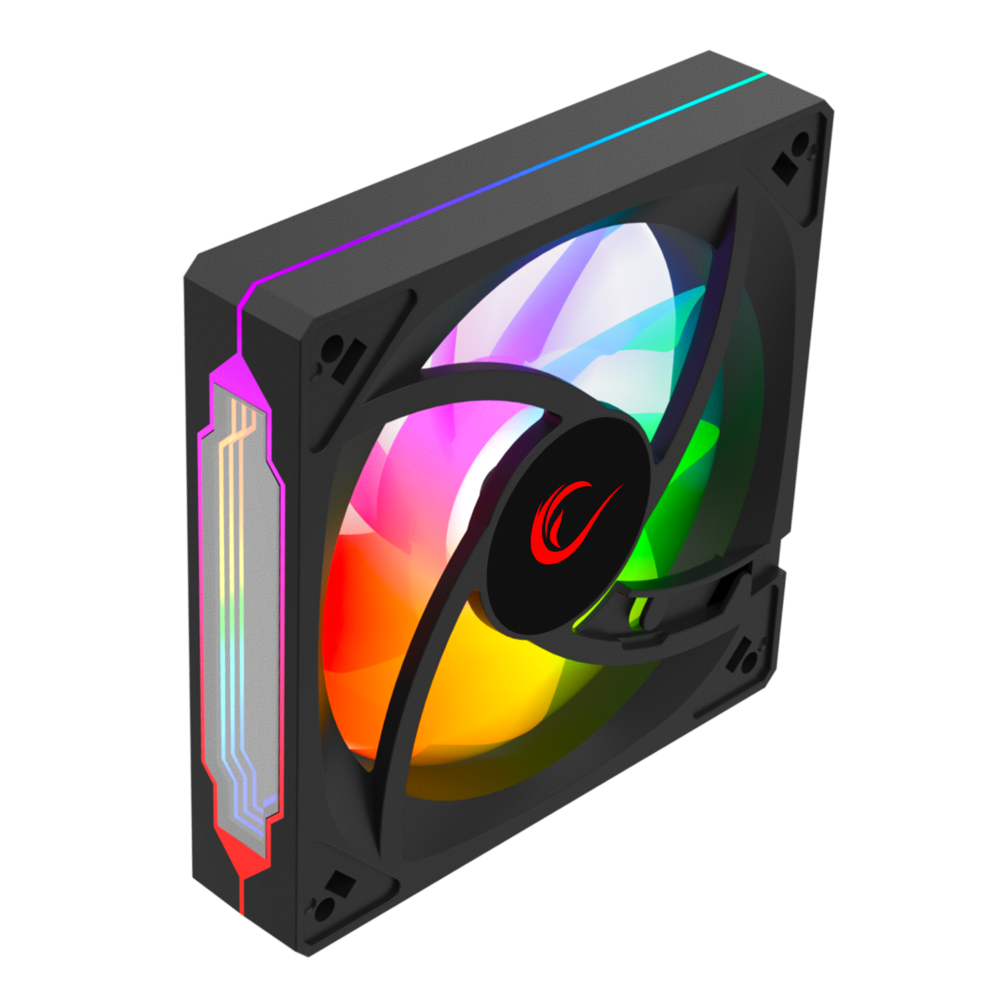 7C-120S 120*120*25mm Double Ring Aynalı ARGB Siyah Kasa Fanı - Rampage