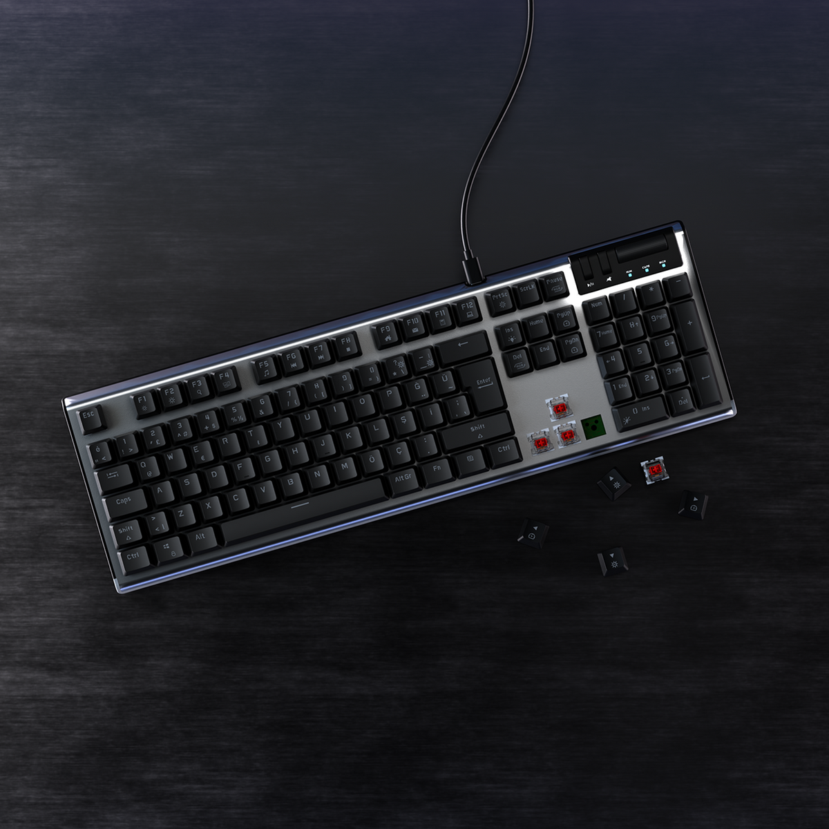 Carbon - Bilek Destekli Red Switch Mekanik Oyuncu Klavyesi-Siyah