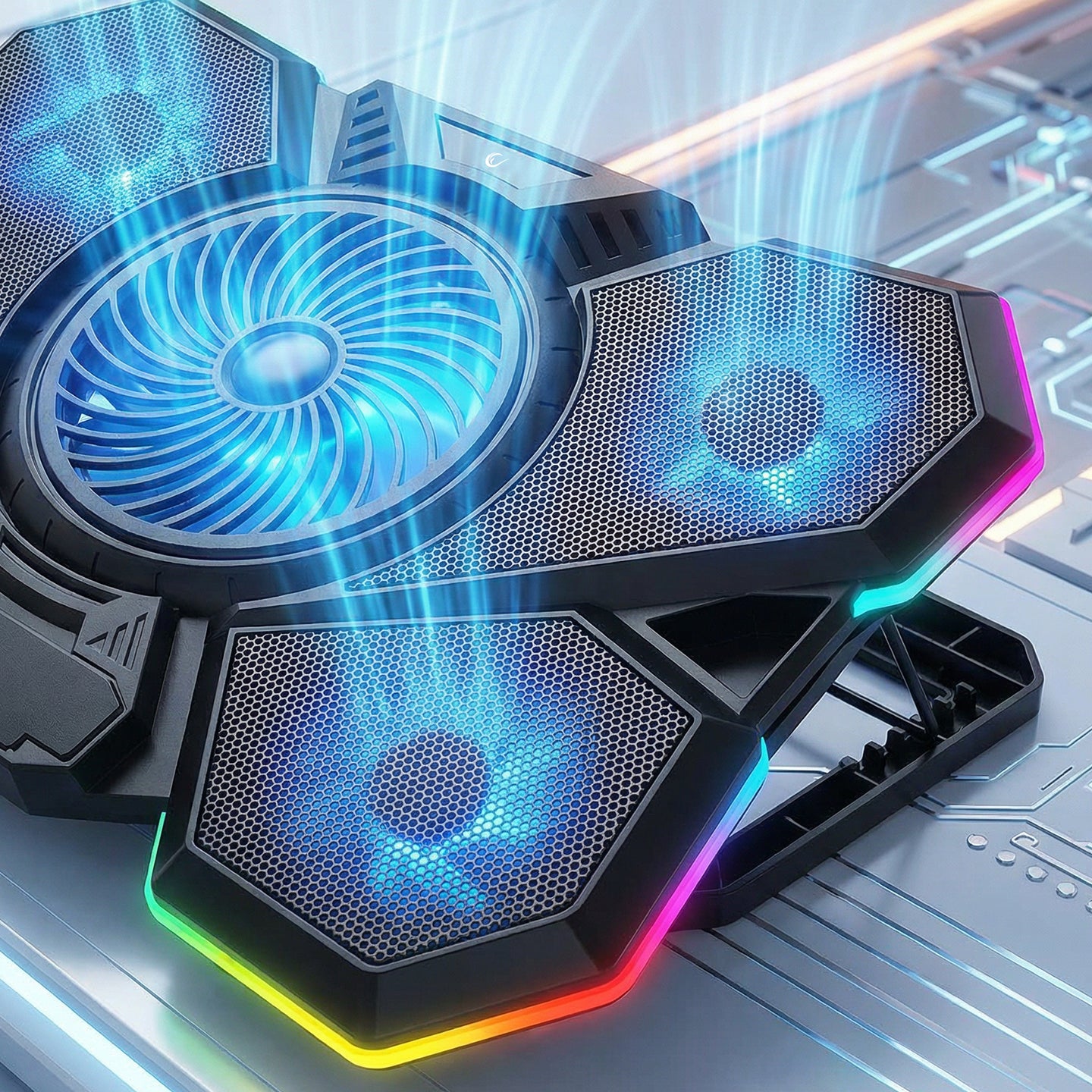 RGB 5 Fan 15-17inç Notebook Soğutucu Stand-Siyah