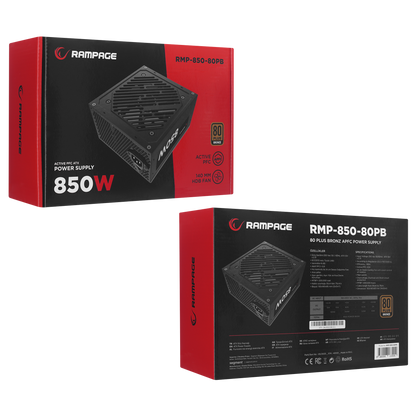 RMP-850-80PB 850W 80 Plus Bronze APFC 14cm Fan Siyah Power Supply